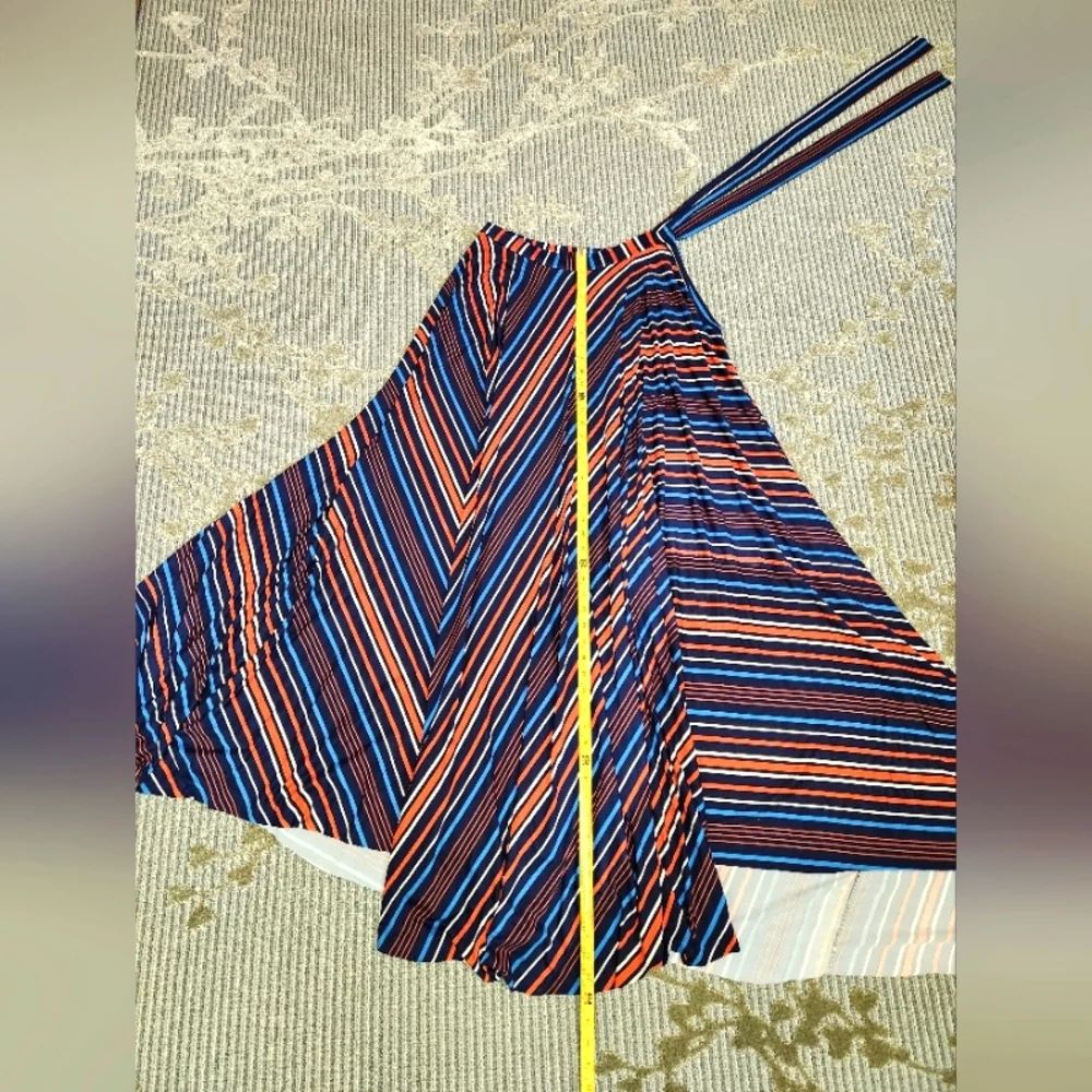 Striped Maxi Skirt With Ties. Custom Cut & Sewn. Mannequin Worn Only. - Picture 9 of 16